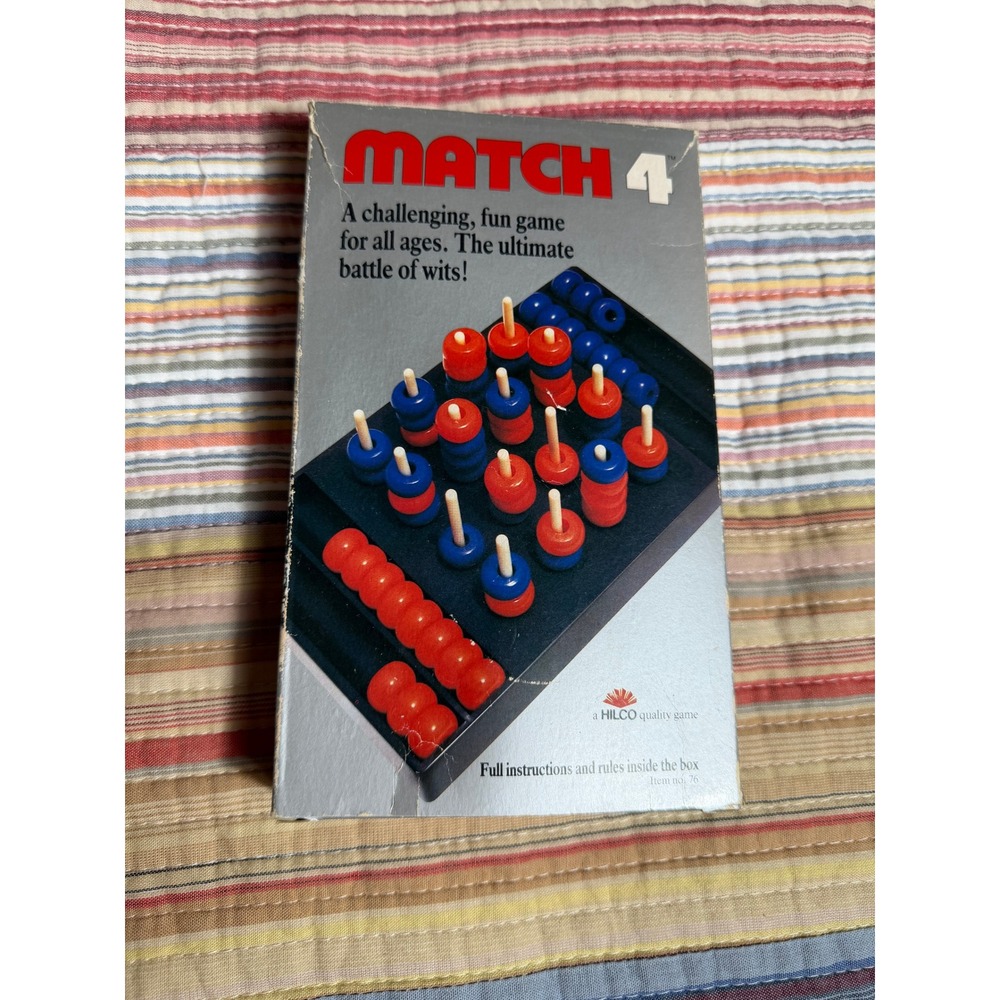 Vintage Match 4 Game 3D Strategy Battle of Wits HILCO 1987 Retro Board Game 76